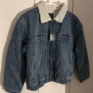 NWT - Women's Sherpa Lined Bomber Jacket - Wild Fable Medium Wash